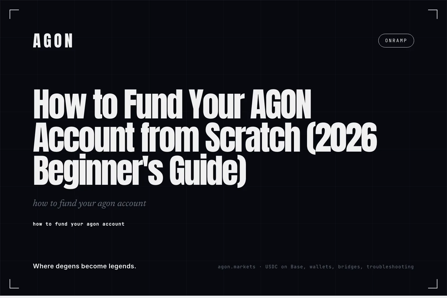How to Fund Your AGON Account from Scratch (2026 Beginner's Guide)