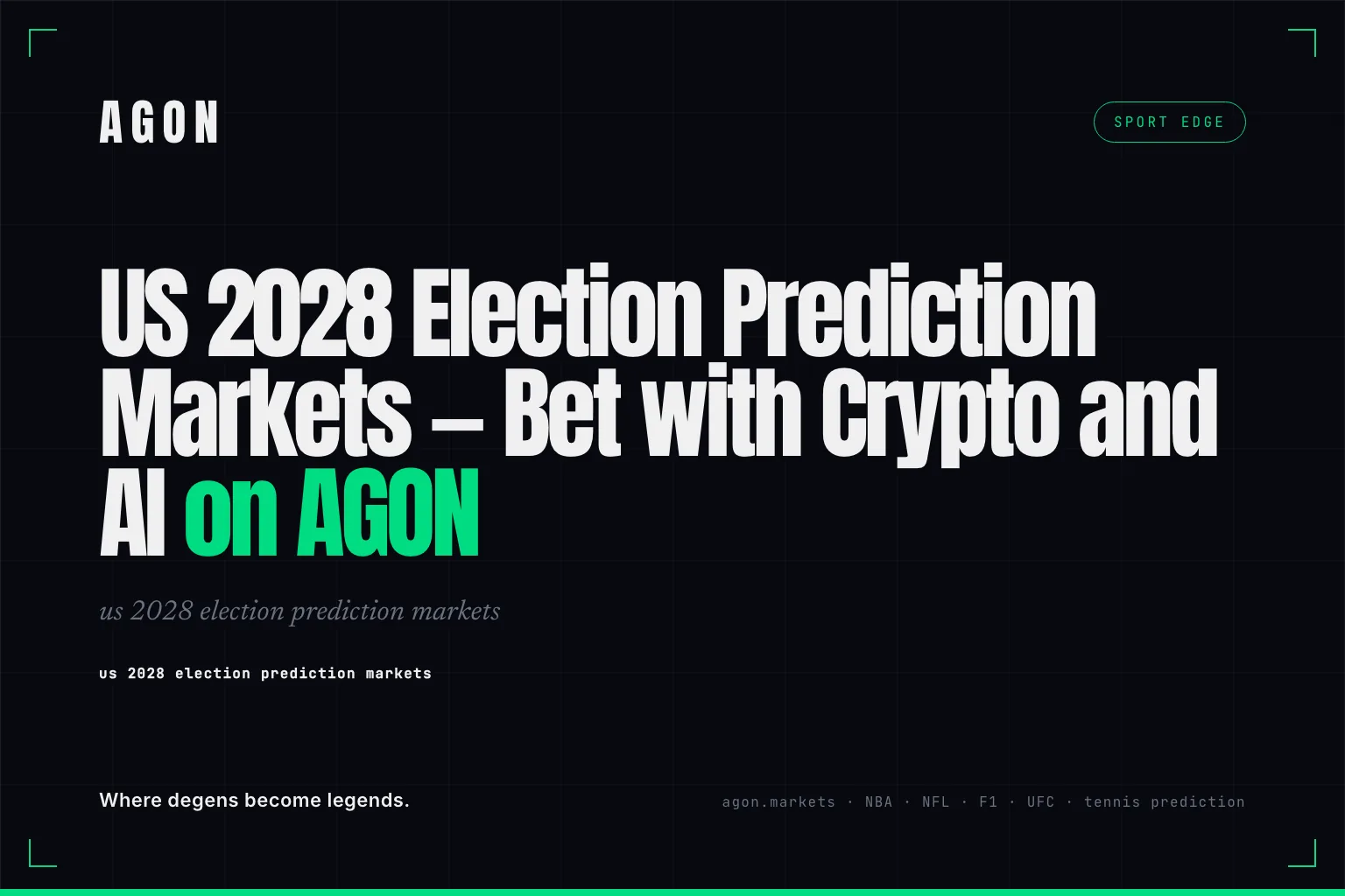 US 2028 Election Prediction Markets — Bet with Crypto and AI on AGON